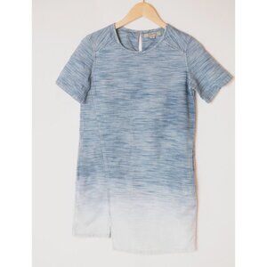 Allsaints Summer Dress Women's Sz 2 Short Sleeve Midi Ombre Blue and White